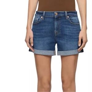 Jen7 by 7 For All Mankind Mid Roll Cuffed Denim Shorts 6